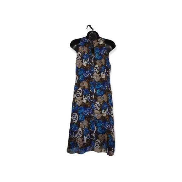 Ann Taylor Brown/Blue Floral Sleeveless Dress - Size 6 - Picture 3 of 9